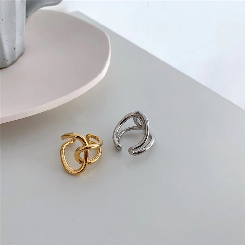 *Gold/Sterling Silver Knot Cross Adjustable Ring - Picture 4 of 15